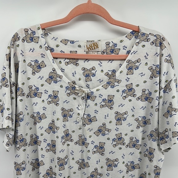 VTG Laura Tyler Cozy Gray and Blue Night Gown for Relaxing Nights Sz Large - Picture 2 of 12